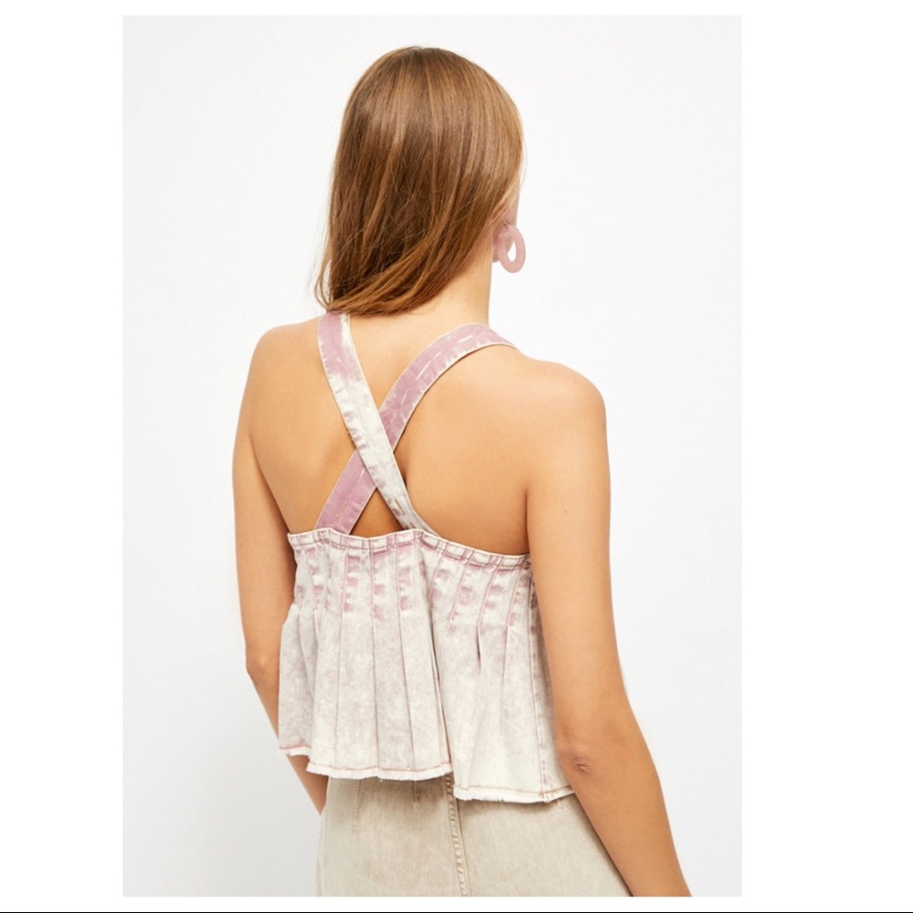 FREE PEOPLE BOHO FLOWY TANK TOP CROP BABYDOLL A2C - Picture 4 of 12